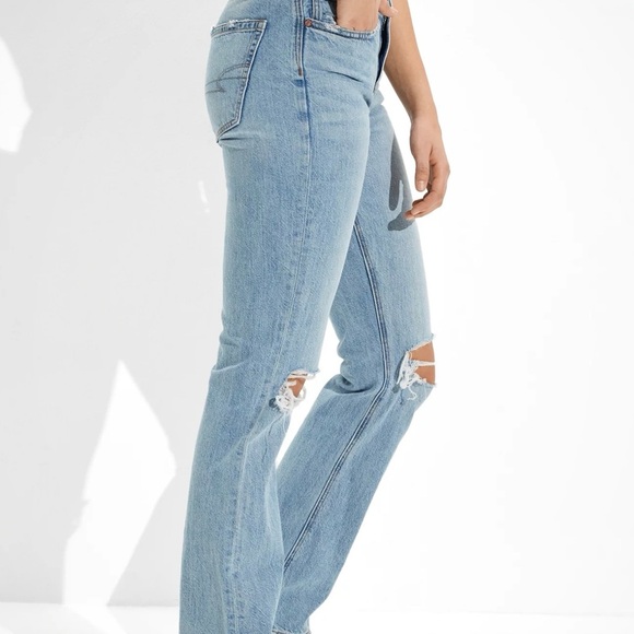 New AE '90s Bootcut Jean size 6/ 28w comfort stretch waistband in bright blue - Picture 6 of 13